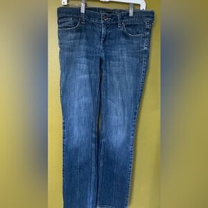 East side jeans. Low rise, straight leg, embroidered pockets, size 6